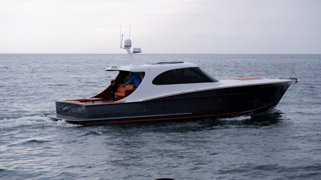 People on a Black and White Yacht